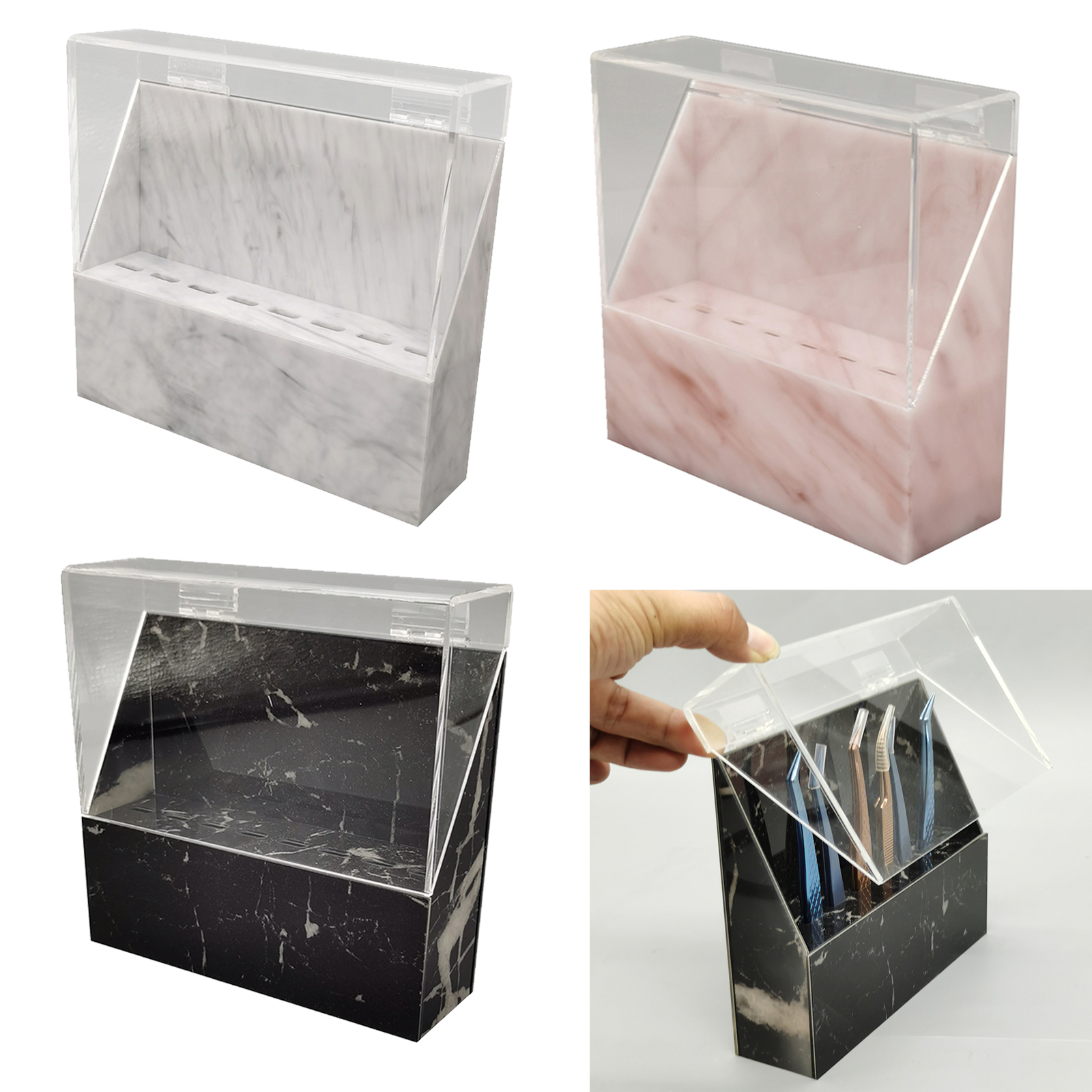 8 Hole Tweezer Storage Holder Eyelash Extension Accessories Acrylic Stand Shelf