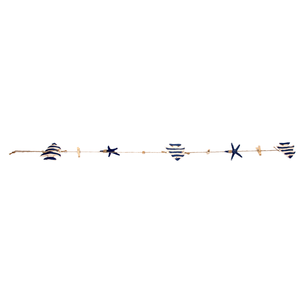 Generic String of ing Wooden Tropical Fish Starfish Photo Memo Clip Blue Stripe Home Bedroom Decoration Accessories