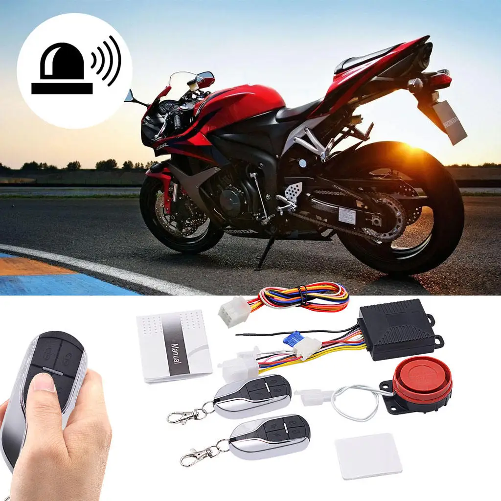 Set of Universal Motorcycle Motorbike Alarm System Immobiliser Remote Control Security