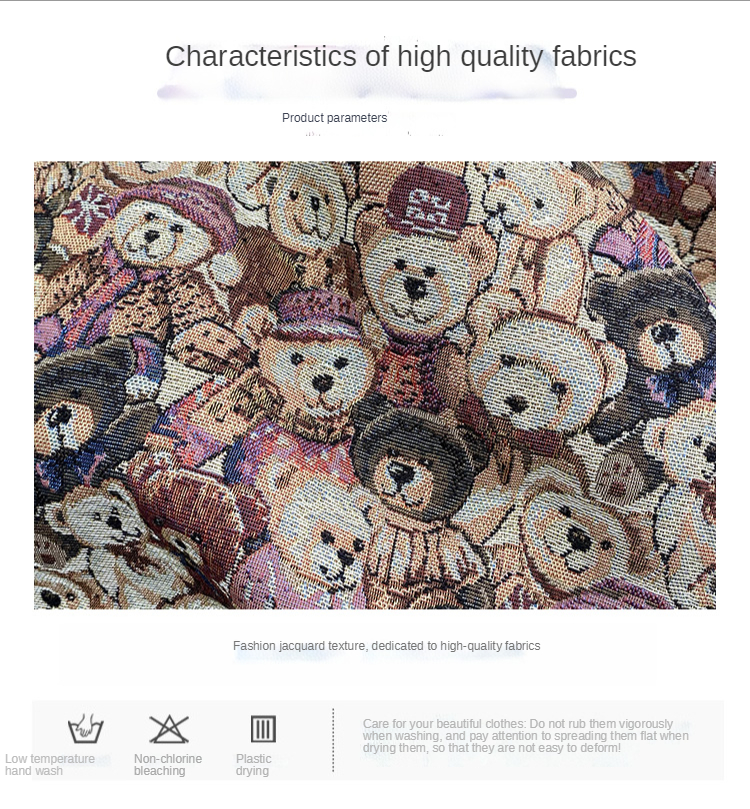 tecido jacquard urso padrão dos desenhos animados pelo medidor para costurar calças saias casacos roupas diy grosso moda confortável inelastic