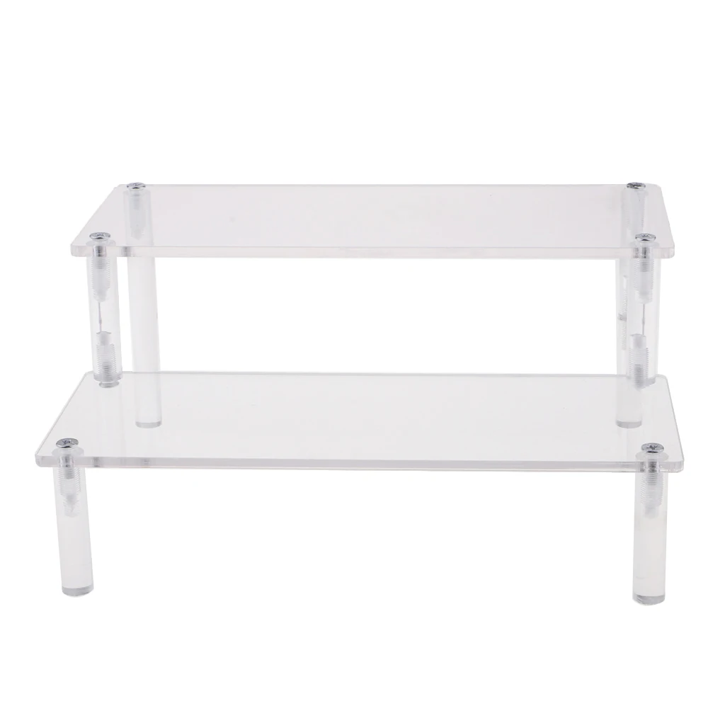 1Pcs Acrylic Riser Stand Shelf for    Figure Display, 2 Steps Acrylic Display for Decoration and Organizer-Small