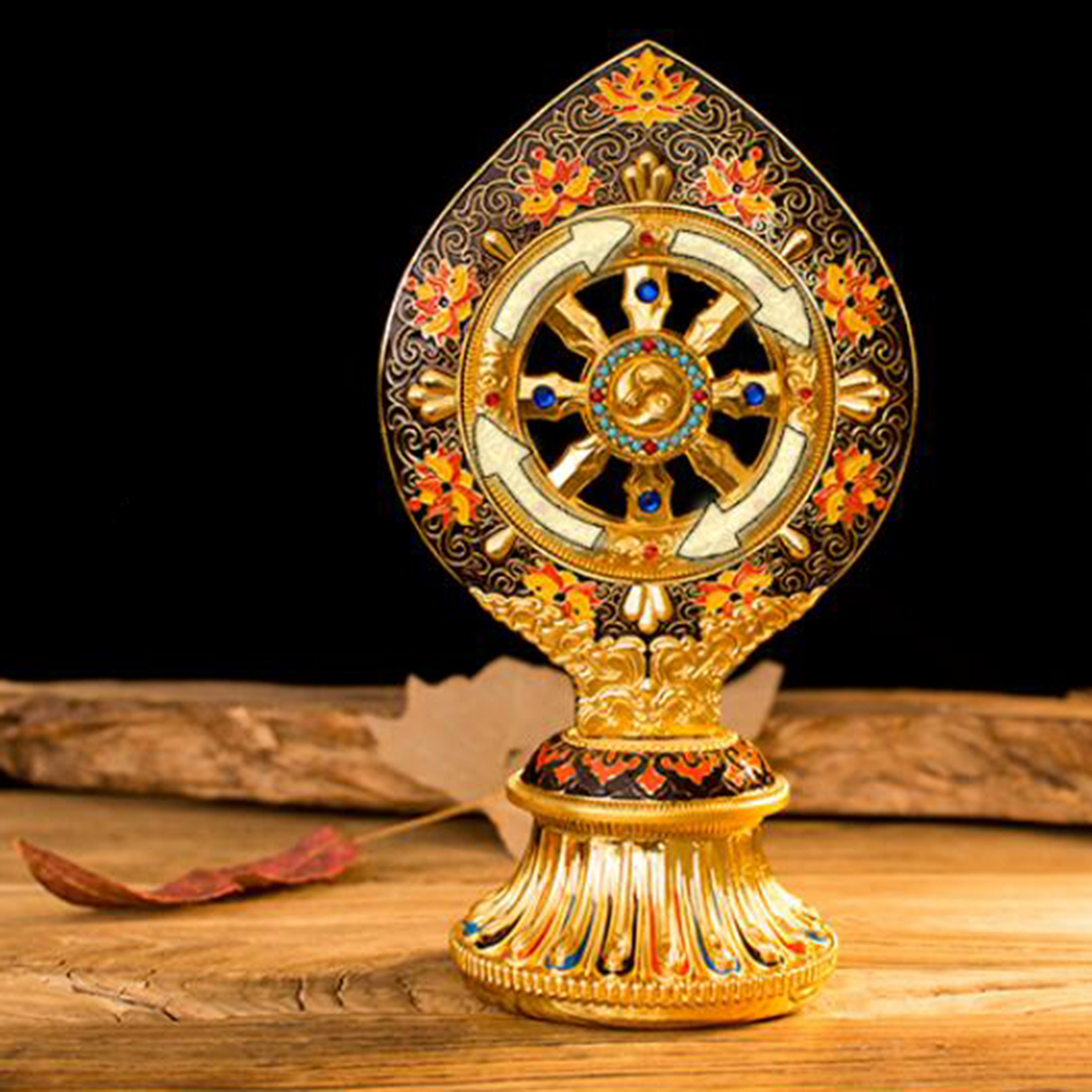 Tibetan Buddhist Prayer Wheel lotus Base Tantric Sanskrit Home Office Decoration