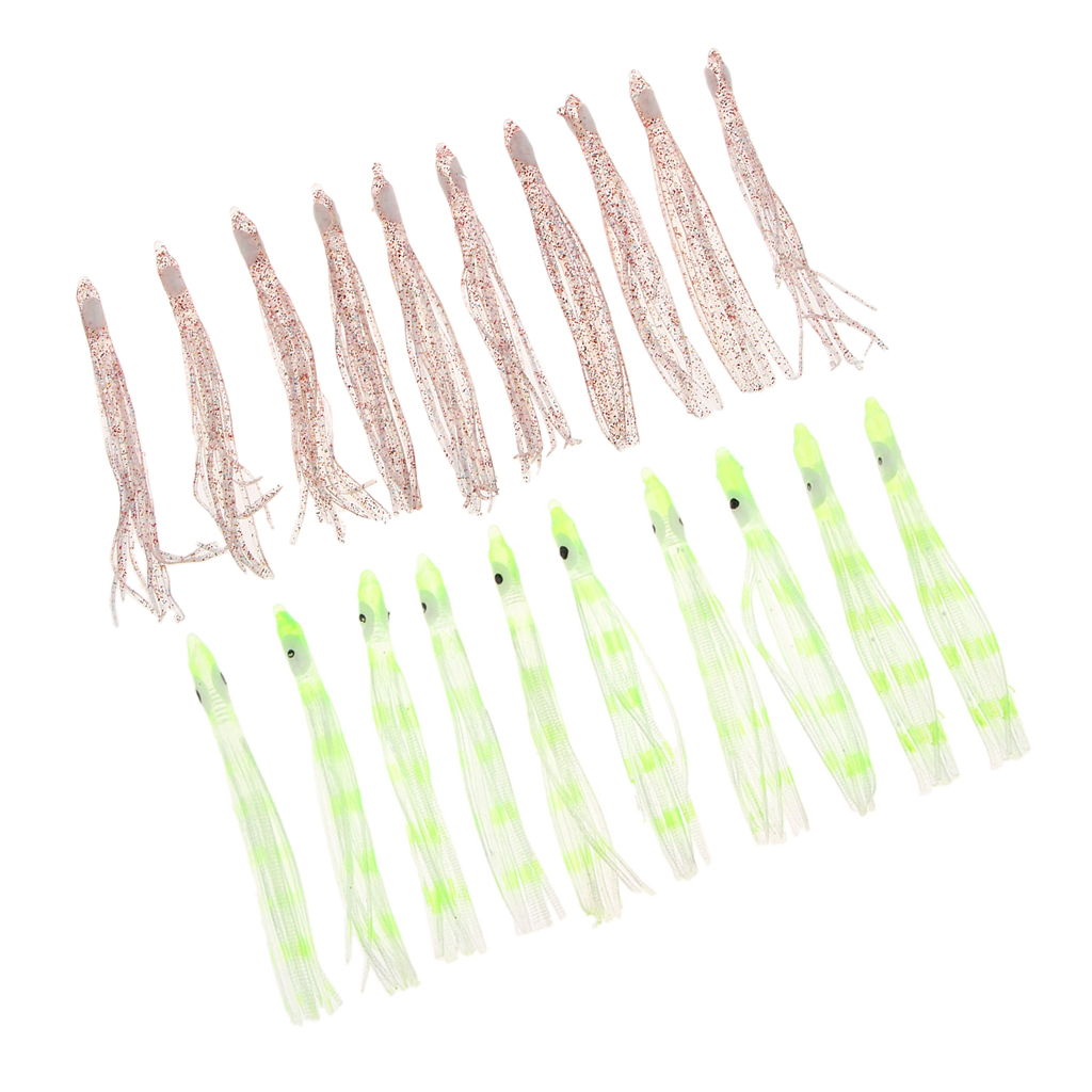 10pcs Silicone  Octopus Skirts Squid Skirt Trolling Lures Soft Lures 9cm for Tuna, Marlin, Wahoo
