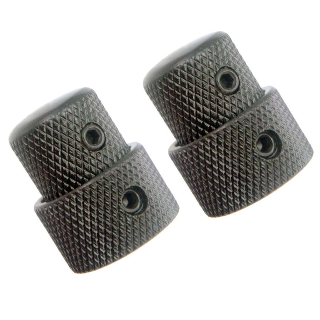 Tooyful Silver 2 Pieces Double Layer Volume Tone Cylinder Control Knobs Caps Buttons for Electric Guitar Bass Replacement Parts