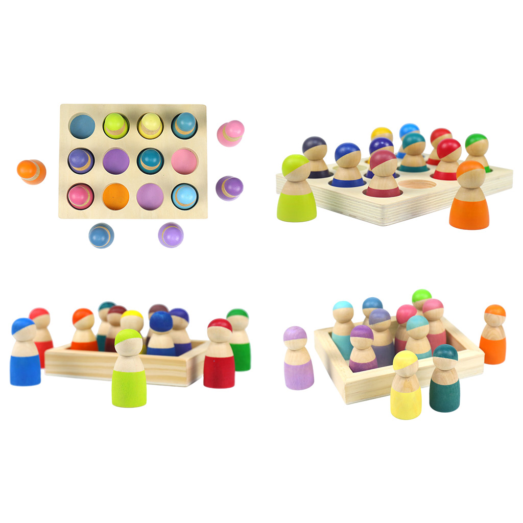 Wooden Mini Dolls Toys Montessori Toys Toddlers People Figures Shape Preschool Learning Educational Toys