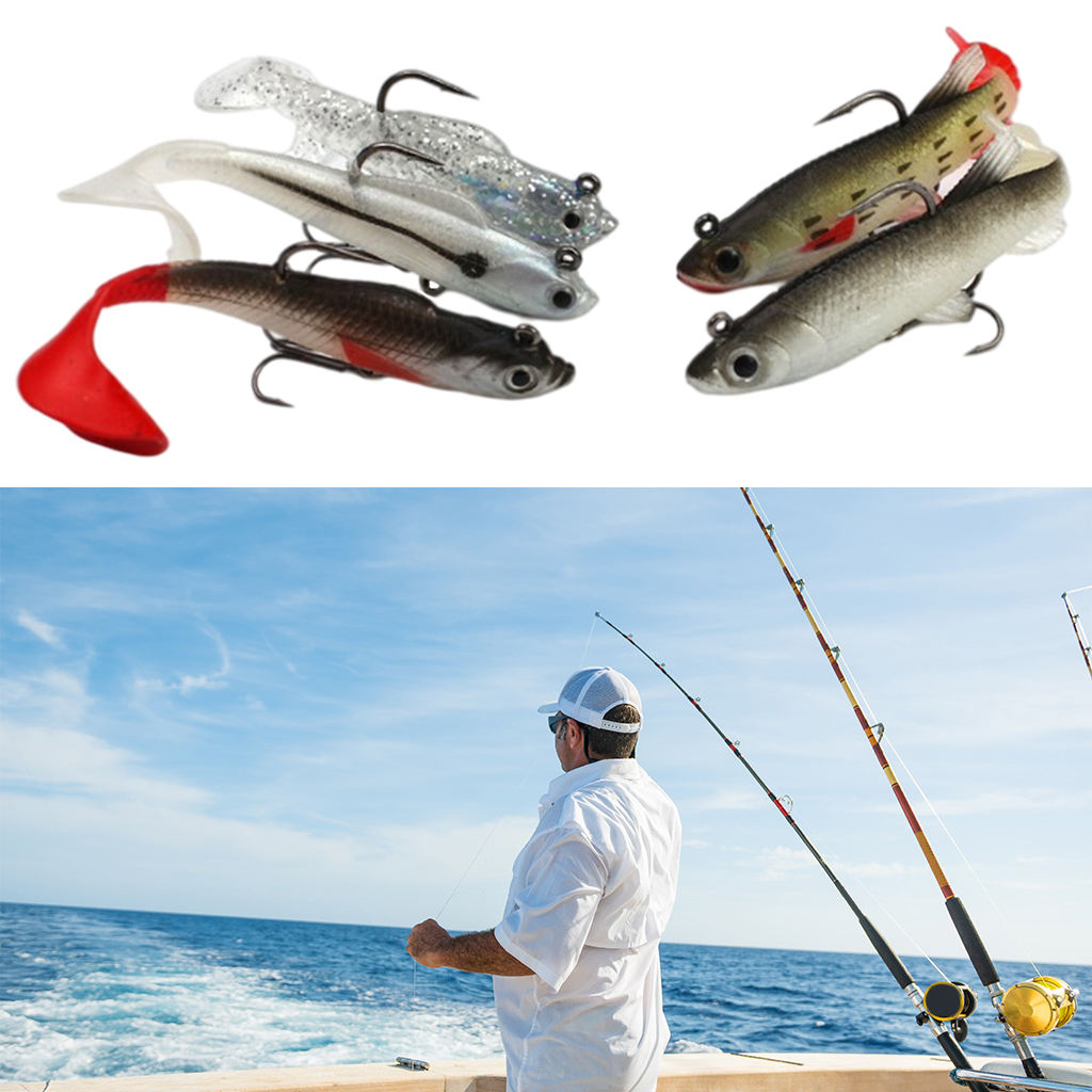 5Pcs Fishing Lures Surface Topwater Bait Soft Baits with Box for Saltwater Freshwater Snakehead Trout Bass