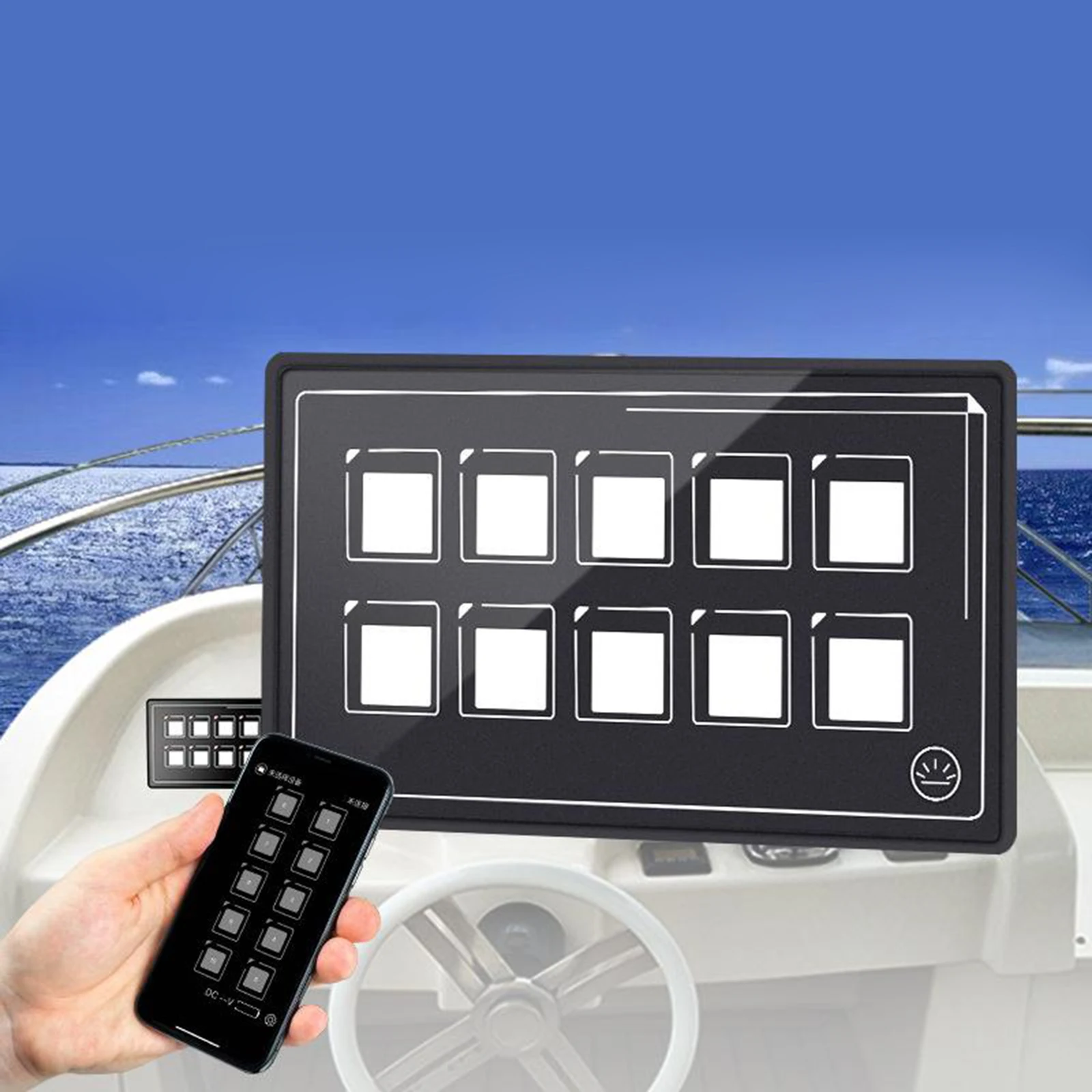 10P Membrane Control Switch Panel w/Backlight Built-in PPTC APP Control Waterproof Universal for Car Boat Truck Marine