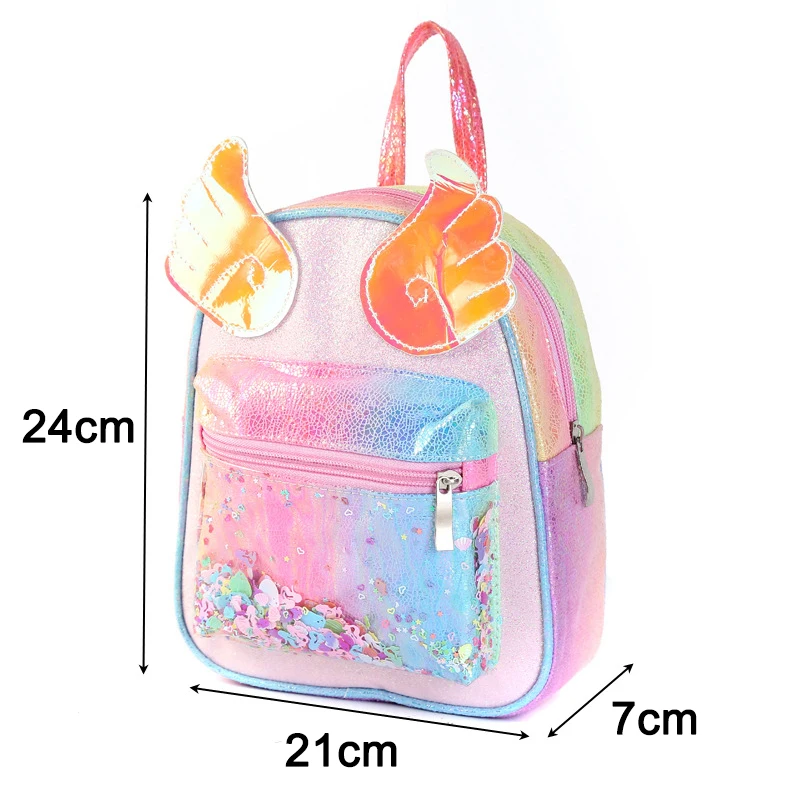 Unicorn transparent glitter backpack with wings