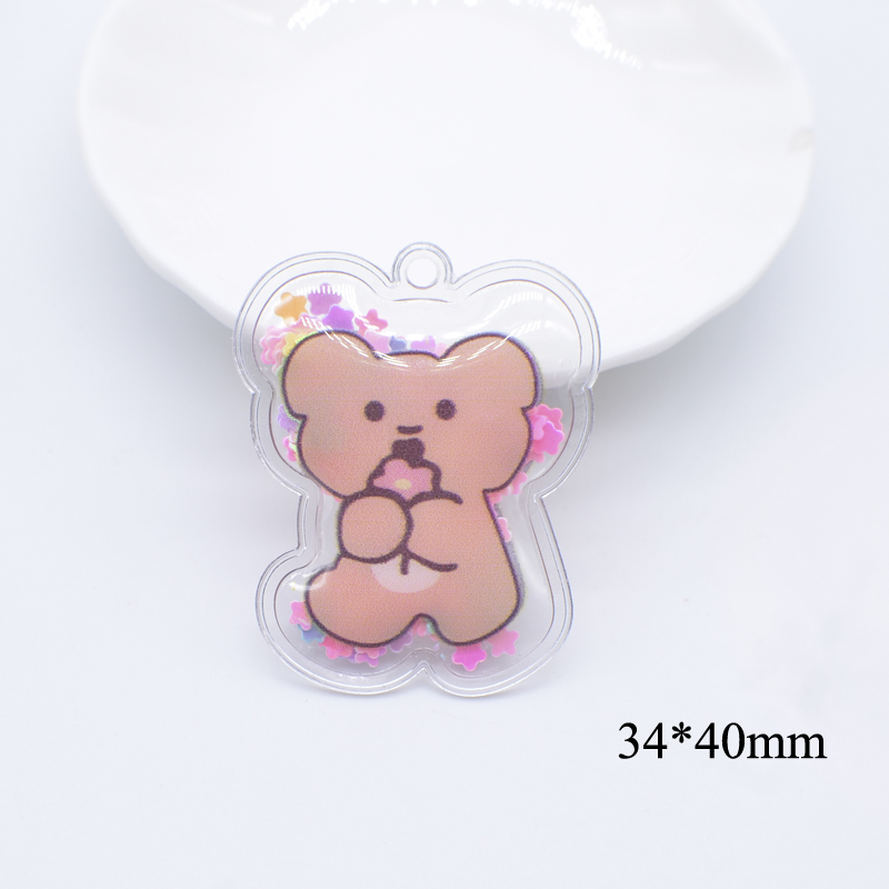 8 Stücke 3,5 cm Doppelseitig Bedruckte Mädchen Bär Pailletten Applikationen für DIY Kleidung Patches Kopfbedeckung Clips Bogen Anhänger Dekor Zubehör – Detail 6