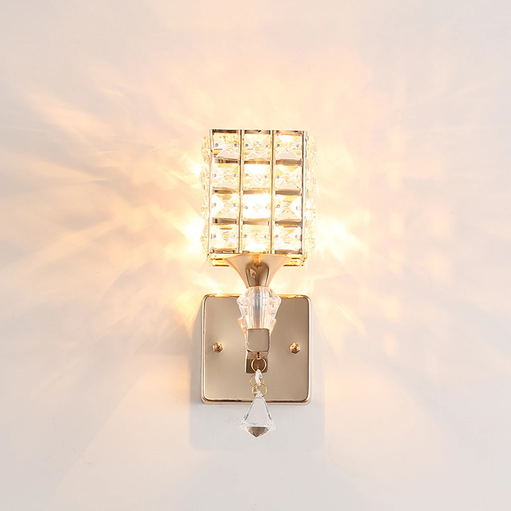 Chic Crystal Wall Lamp Fixture Sconces Light Loft Hallway Stairs Balcony 