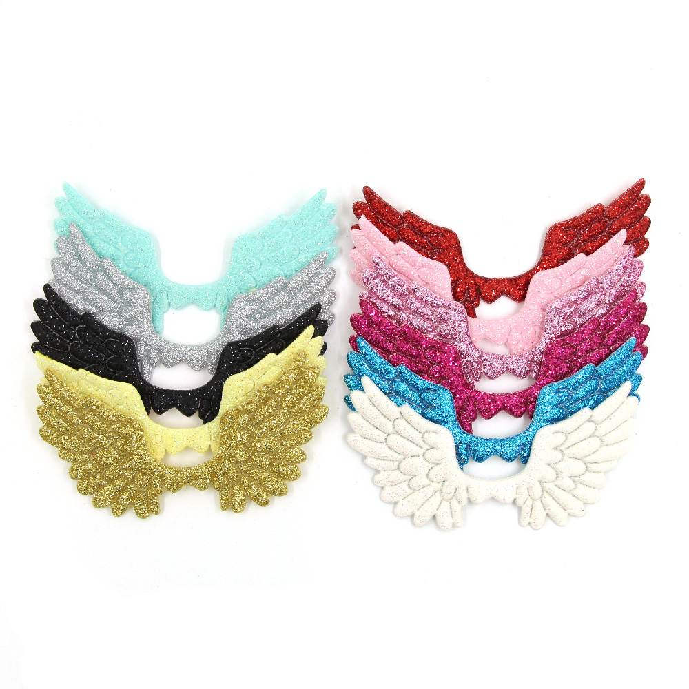 Description Picture 3 of item20pcs Angel Wing Applique Patches Colorful Sequin Patch for Clothing Sewing Accessories DIY Glue on Hair Clips Headwear 37*70mm