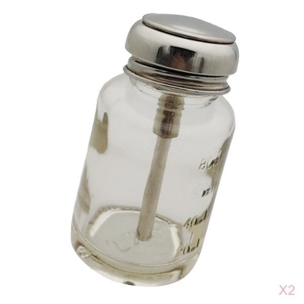 2x 80ml Glass Push Down Press Pump Bottle Liquid Alcohol Bottle Dispenser Vial