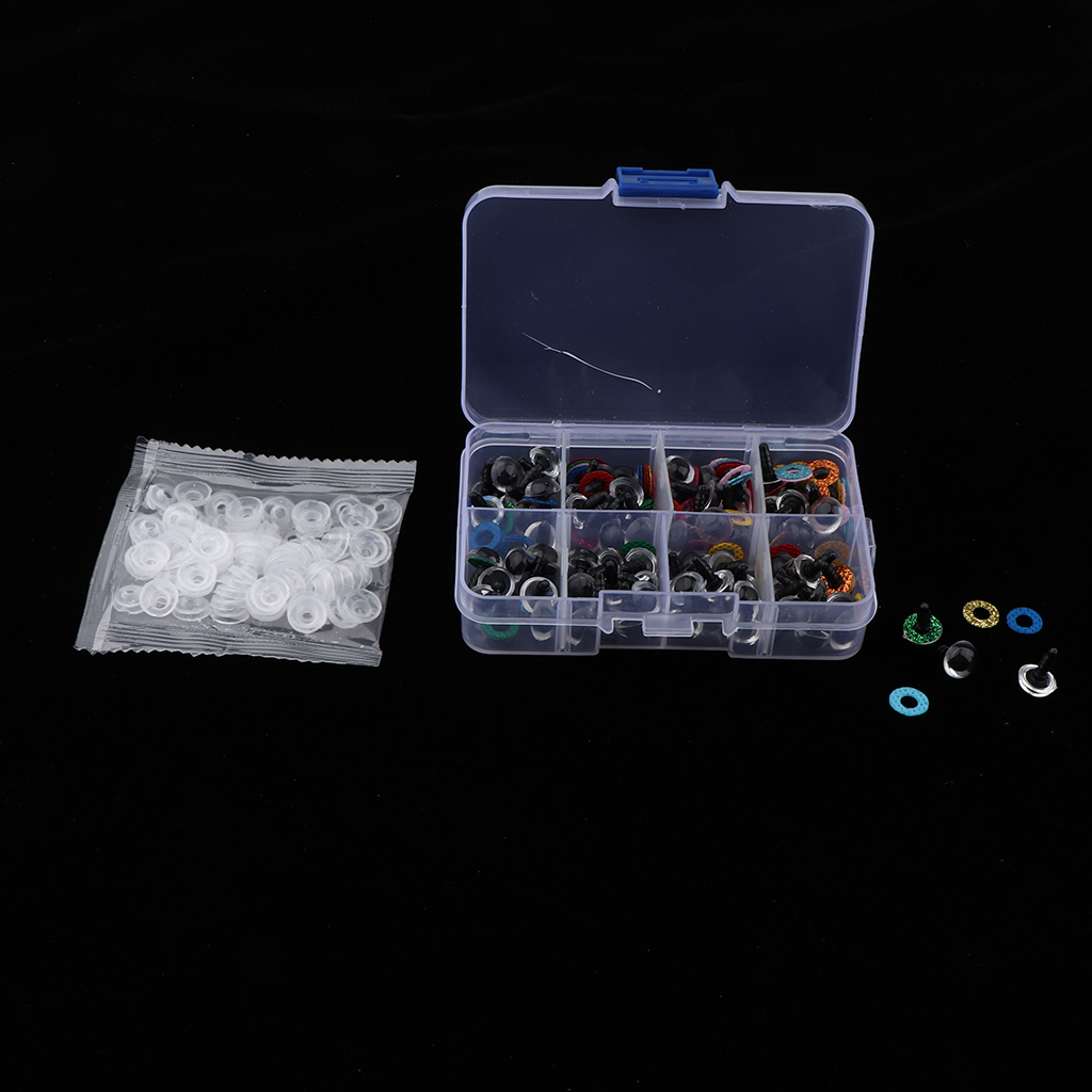 80 Pieces Safety Eyes with Glitter Nonwoven and Washer for Stuffed Toy 10mm