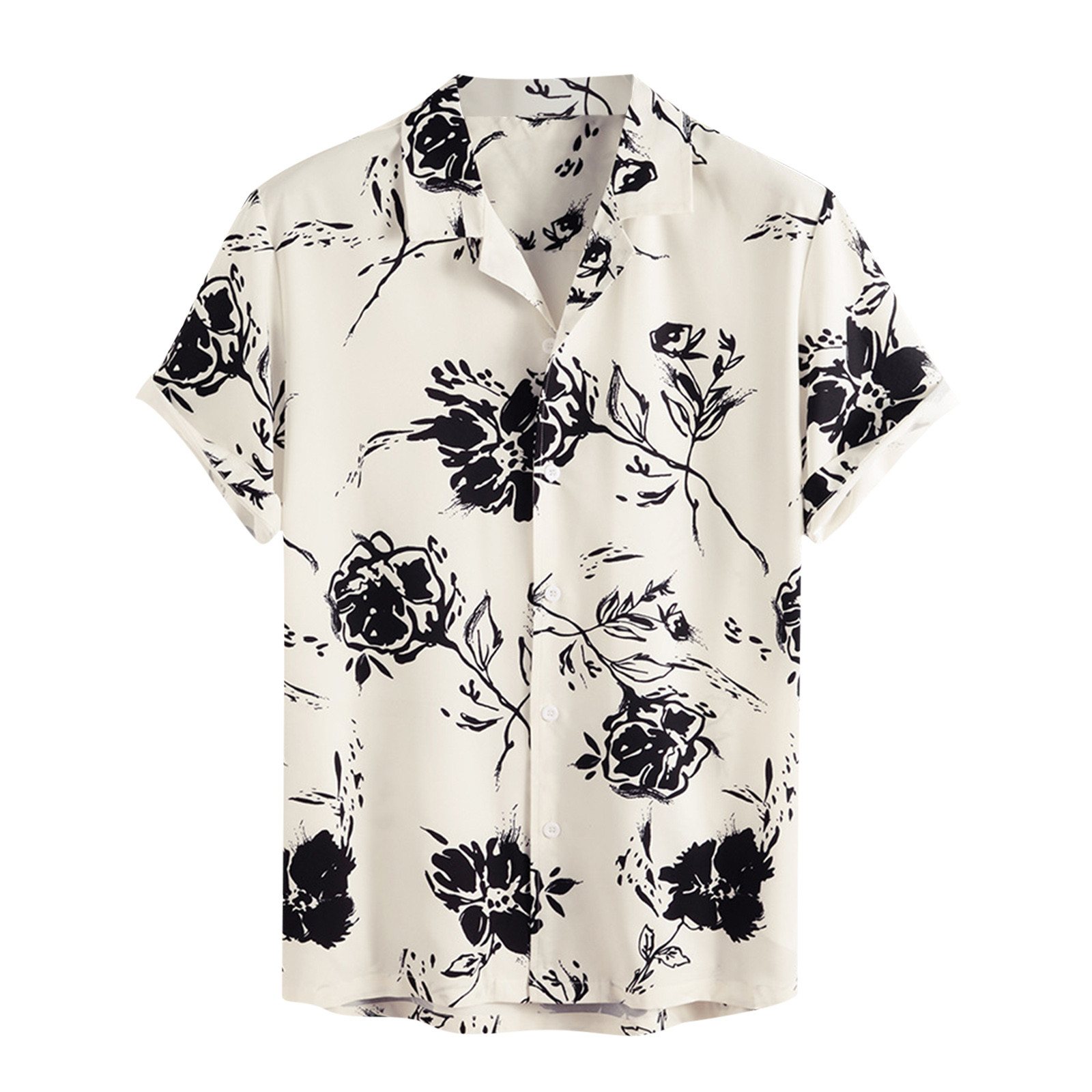 Short Sleeve Button Flat Collar Shirt 