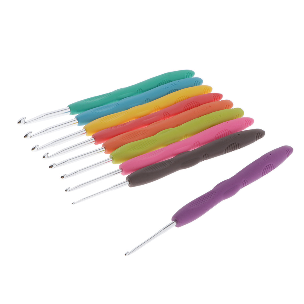 9 Sizes Crochet Hook Needle Set Ergonomic Handle Knitting Needles 2mm-6mm