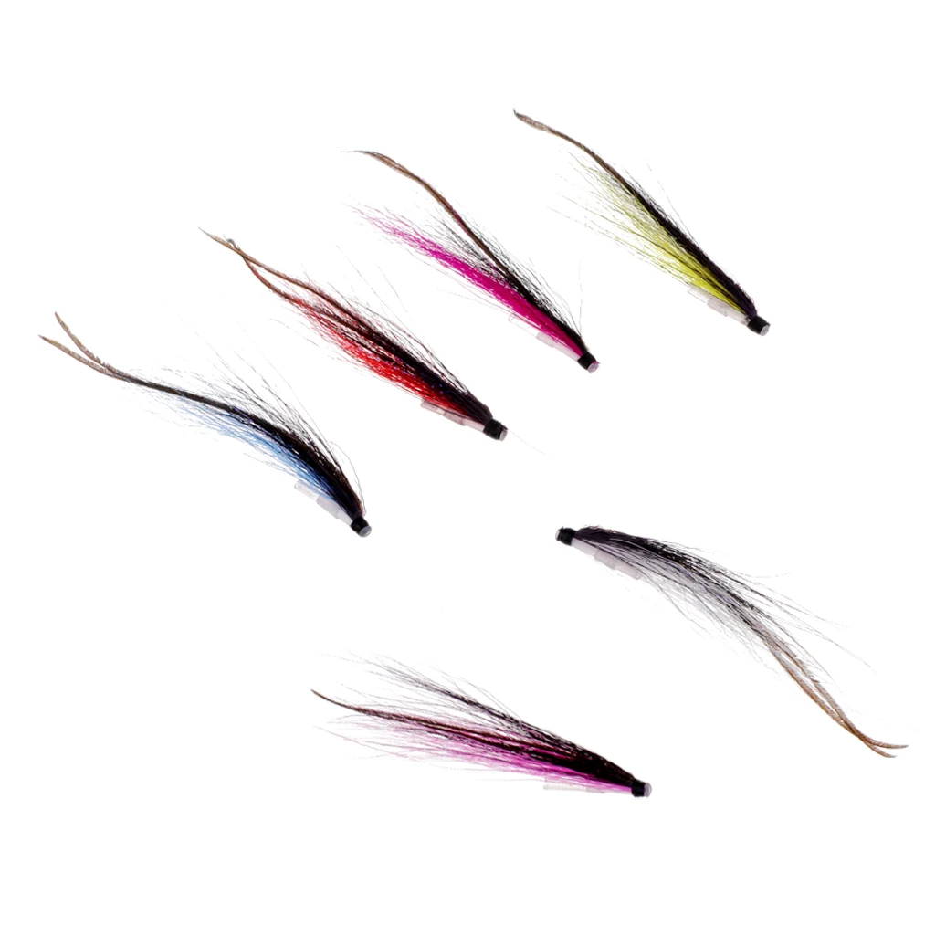 6Pcs Artificial Feather Salmon Tube Flies 6 Colors Sea Trout Steelhead Fly Fishing Flies Lures 25/50mm for Fishing Lovers