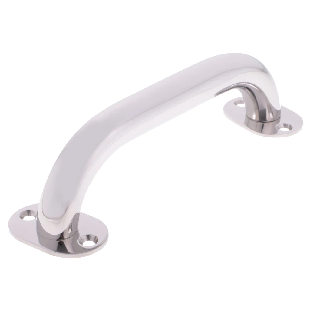 Boat Handrail Grab Handle - 9 Inch 22.8cm Long - Heavy Duty Round Welded Flange