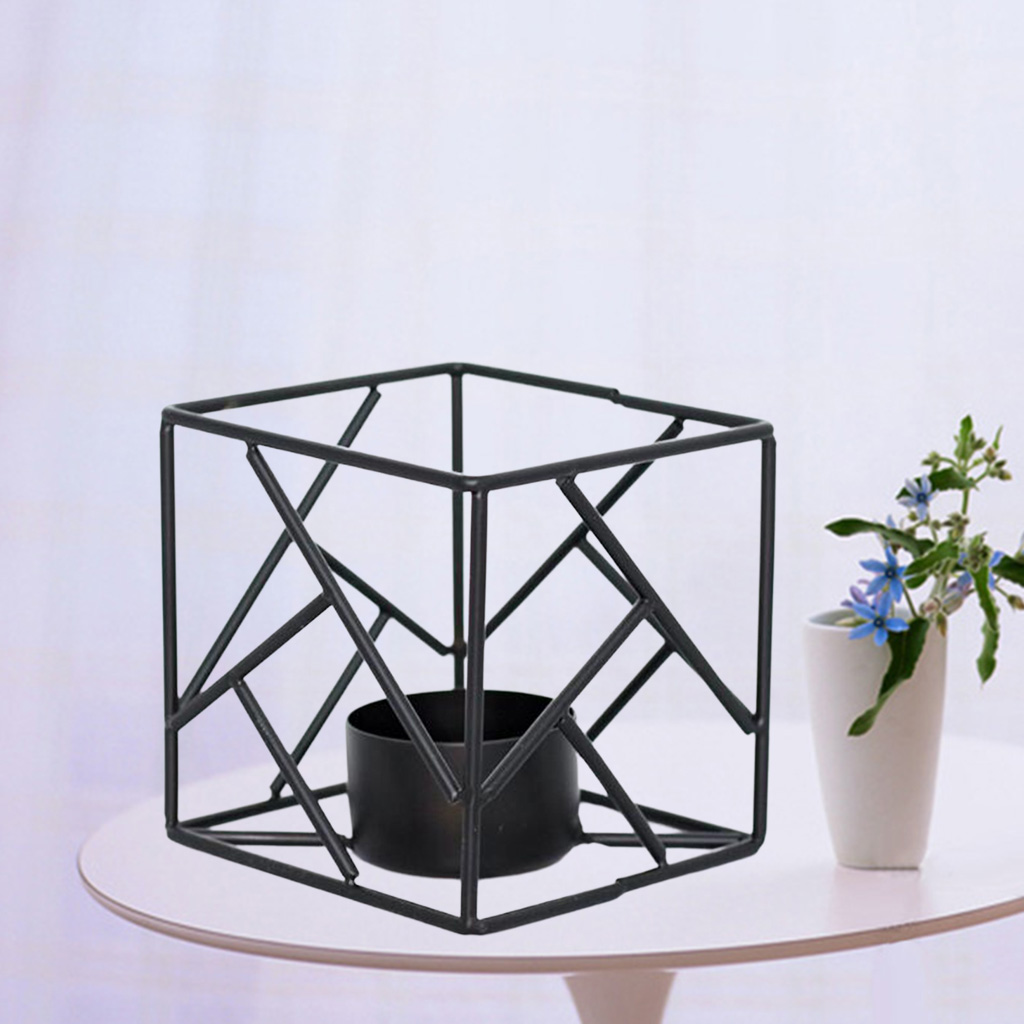 Cube Shaped Candle Holder Tealight Candlestick Desktop Dinner Decor Crafts