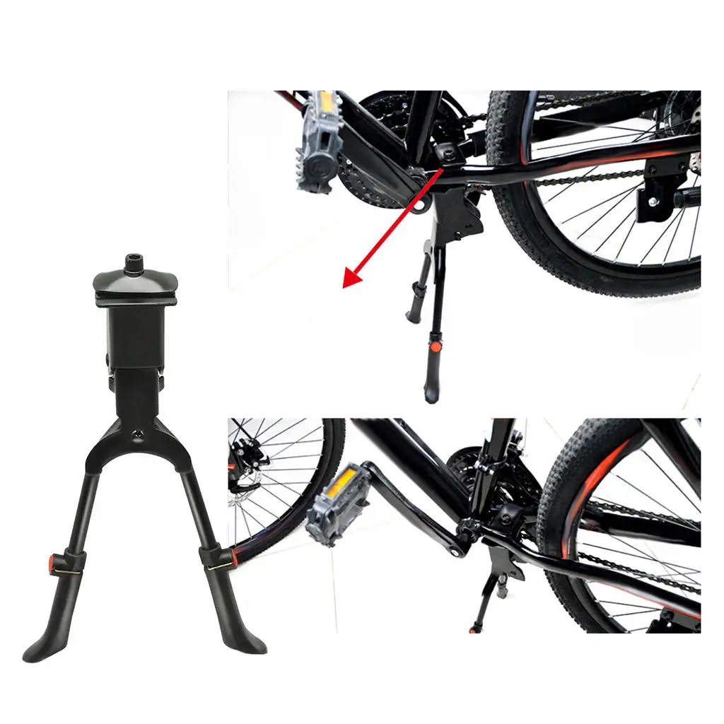 Double Leg Bicycle Bike Kickstand Center Kick Stand Mount Bicycle Stand Fits 26