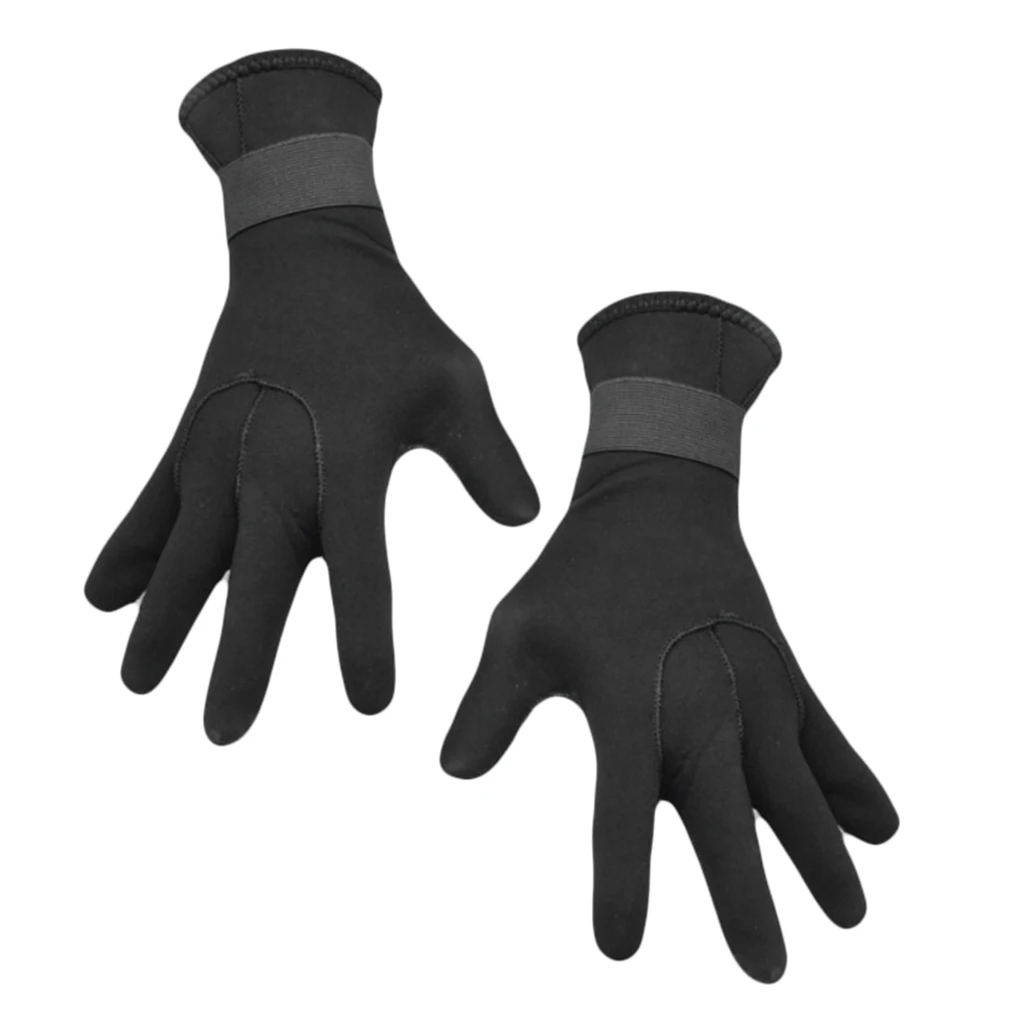 3mm Neoprene Diving Gloves Five Finger Thermal Snorkeling Wetsuit Glove Mitt Adjustable Boating Gloves for Unisex Adult Kids