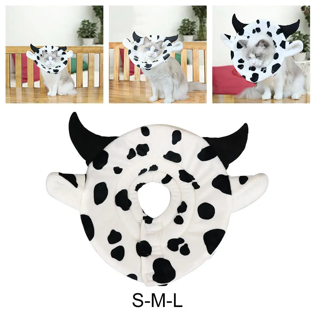 Cute Pet Dog Recovery Collar Anti Lick Wound Recover Protector Cow Modelling After Surgery E-Collar Neck Cone for Dogs Puppy