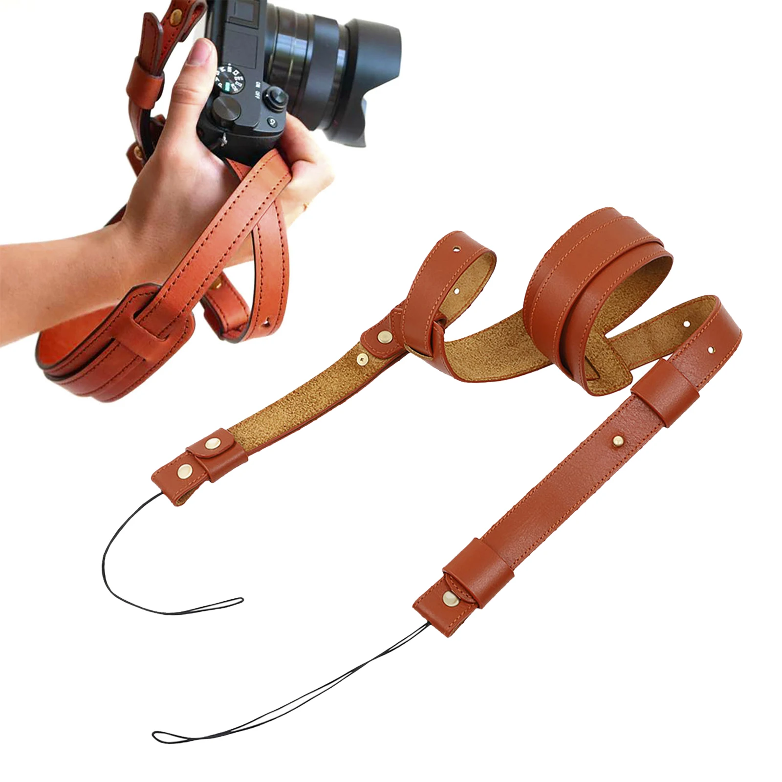 Camera Neck Straps Cowhide Safety Connect Anti-Lost Shoulder Strap for All Camera Lanyard for Photographers