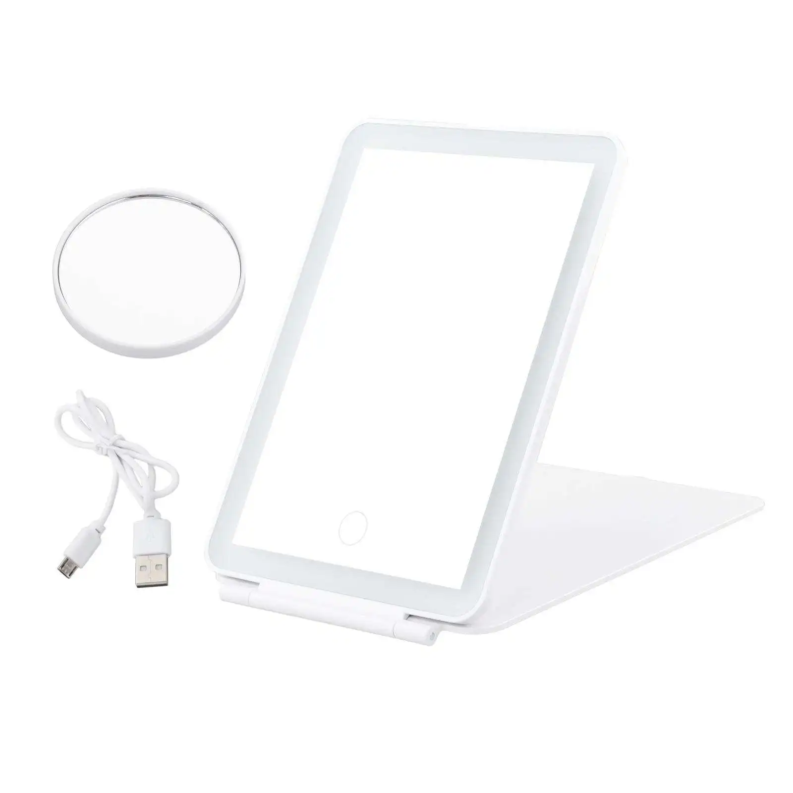 HD Folding Lighted Makeup Mirror 10x Magnifying Tabletop Mirror Cosmetic Lighted up Mirror Smart Touch Control Countertop Makeup