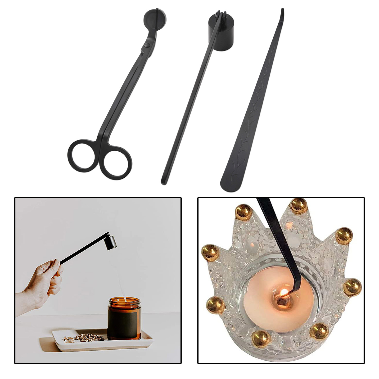 3Pcs/Set Candle Accessory Set Candle Extinguish Tool Candle Wick Snuffer Trimmer Dipper Tools Kit For Home Party Wedding Supply