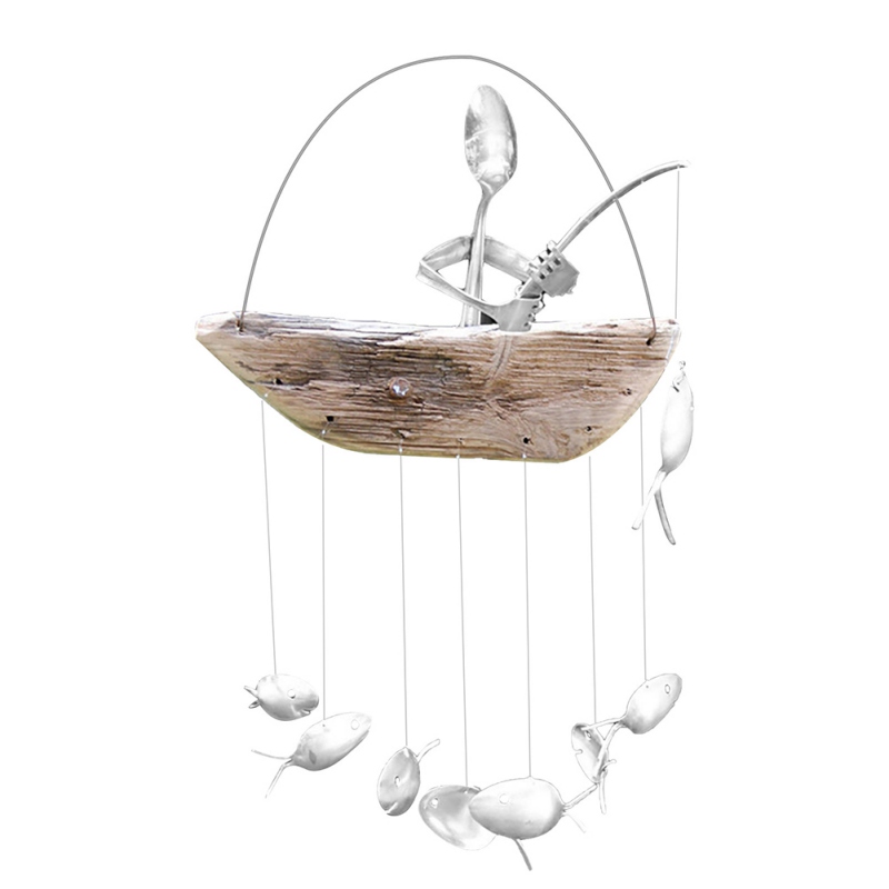 (🔥Hot Sale – 48% Off)fishing Man Spoon Fish Sculpture Wind Chime