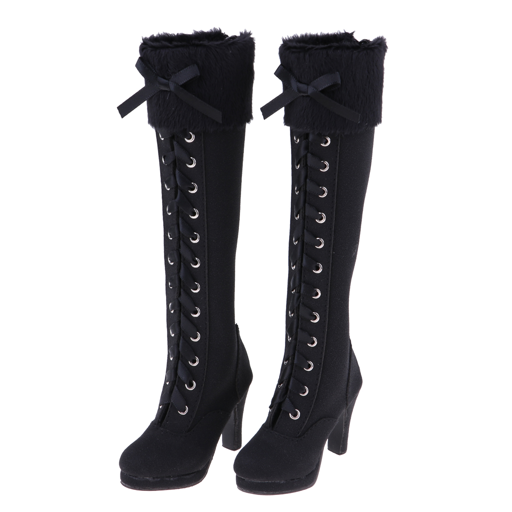 Stylish 1/3 BJD Shoes Suede Knee-High Boots Zipper  Boots With Bowknot For Dollfie for DOD Doll High Heels Winter Clothing