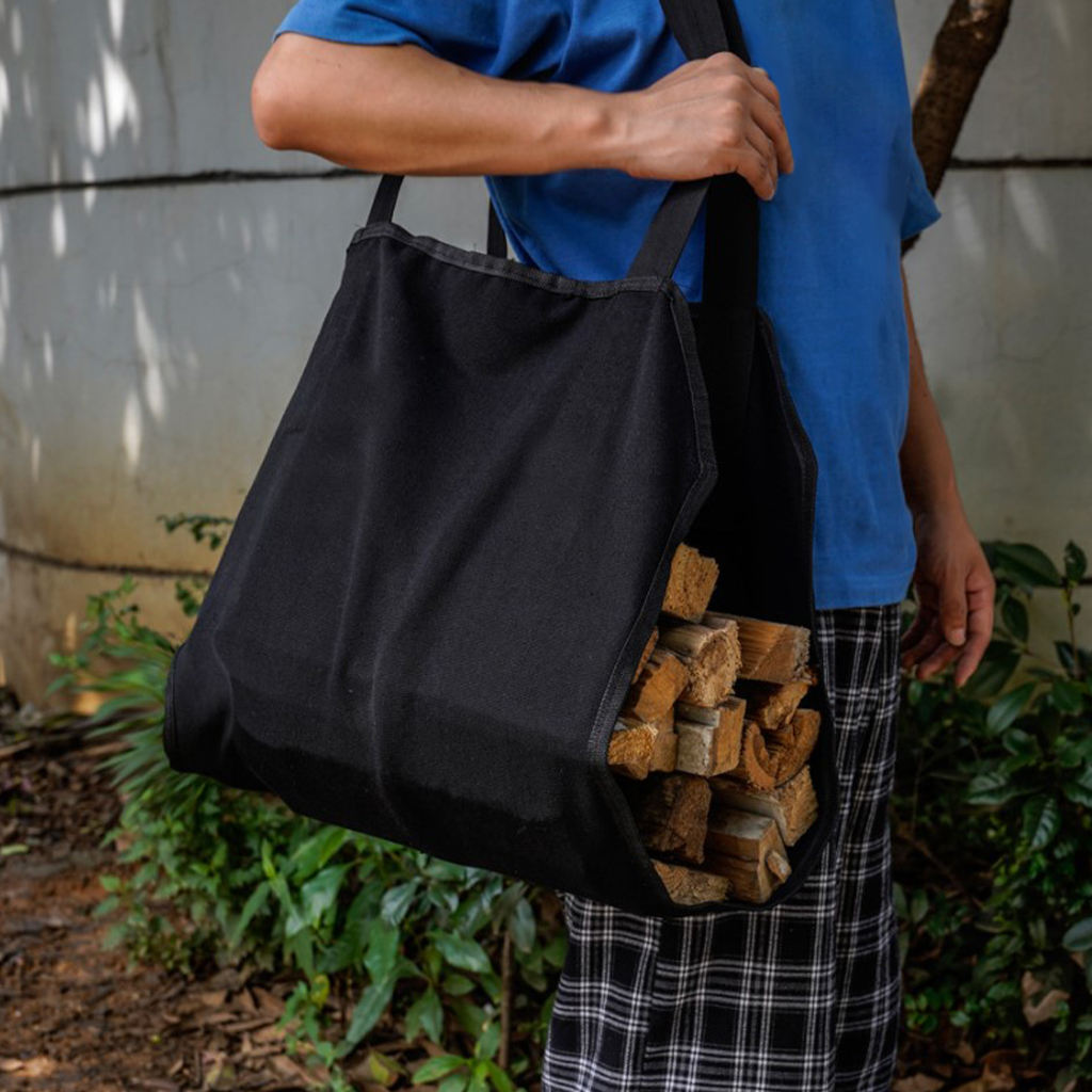 Waterproof Large Capacity Canvas Log Carrier Tote Bag Camping Picnic Outdoor Firewood Holder Storage with Handles for BBQ