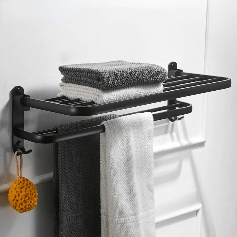 parede dobrável suporte toalha prateleira armazenamento com