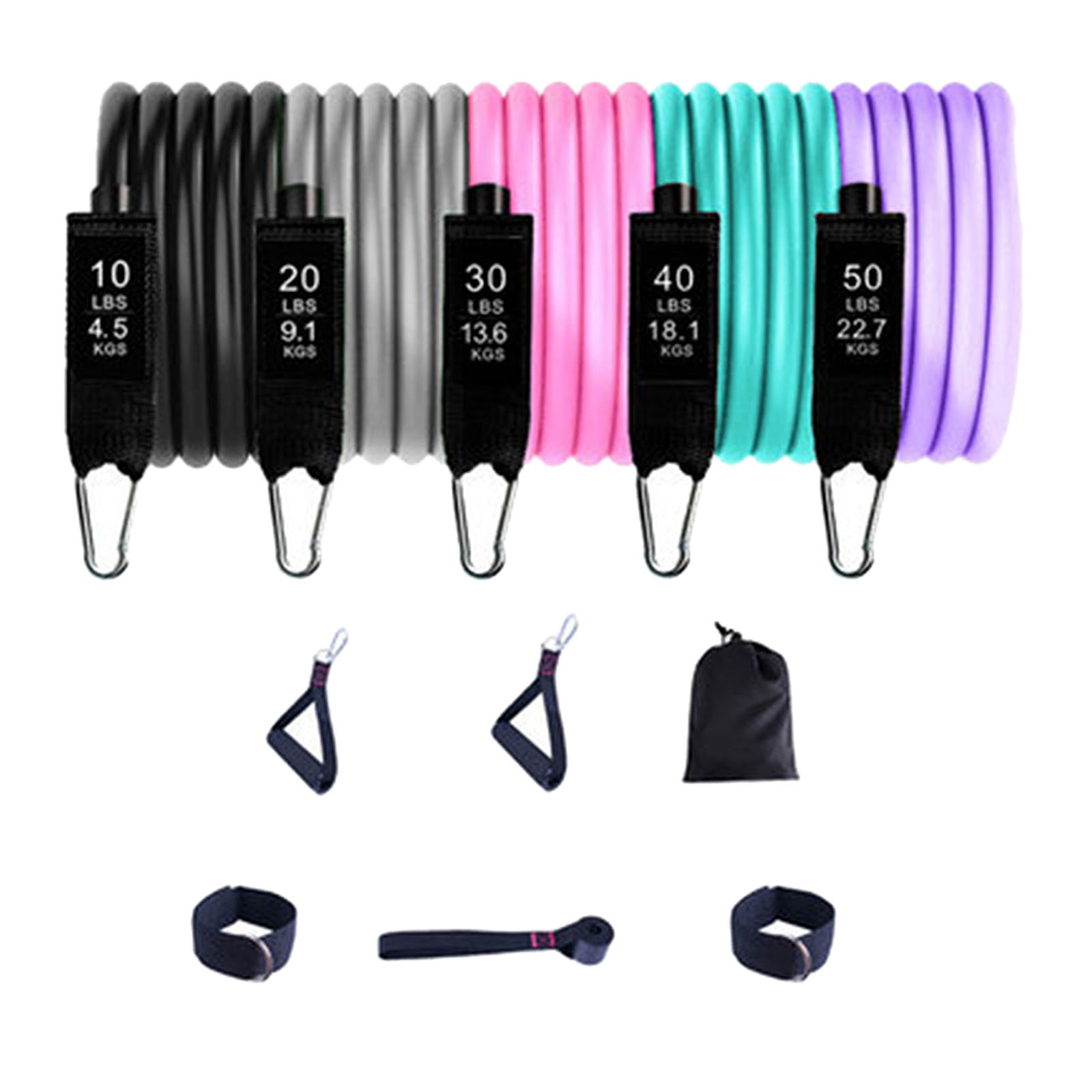 11Pcs Workout Exercise Resistance Bands Pilates Home Gym Yoga for Men Women