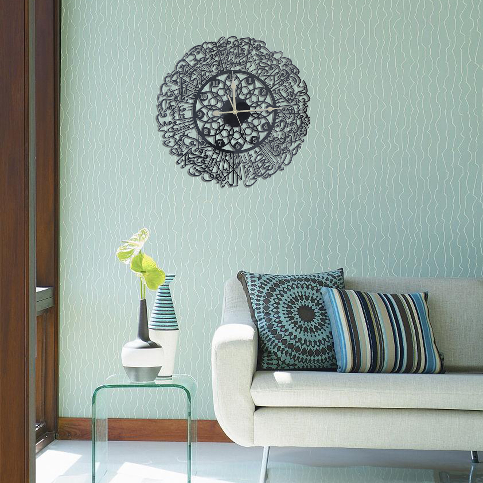 Acrylic Islamic Calligraphy Quartz Silent Wall Clock Pendulum Muslim Kids Room Nursery Bedroom Ramadan Decor