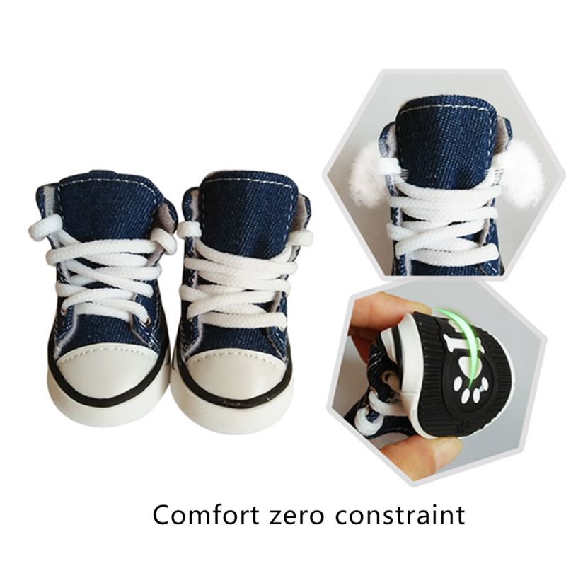 Title 4, 4Pcs Pet Shoes Puppy Sport Denim Shoes Outdoor ...