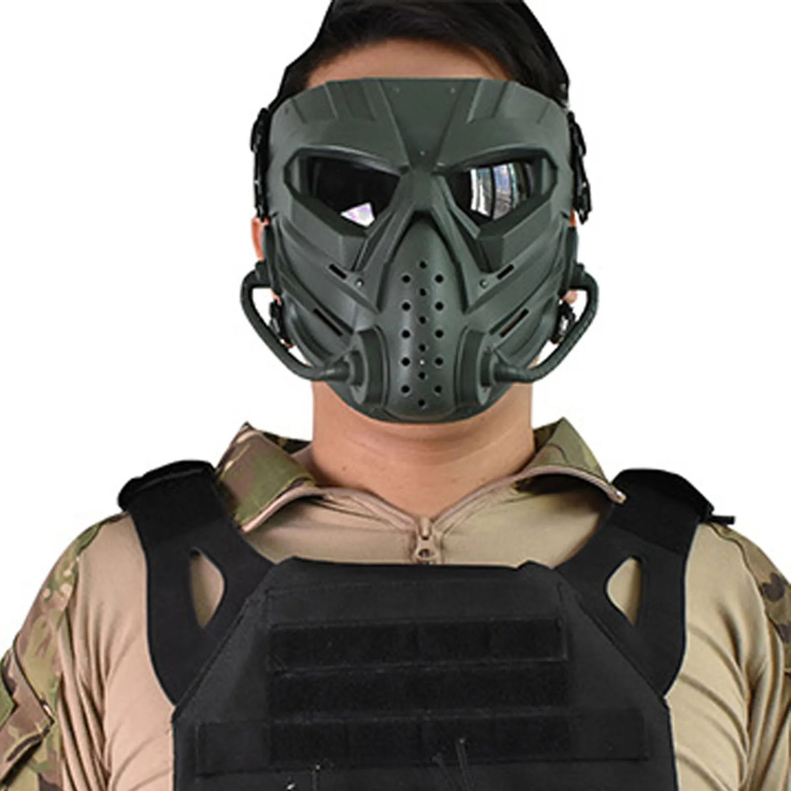 Tactical  Hunting Cosplay Protection Half Face  Helmet Goggles Guard