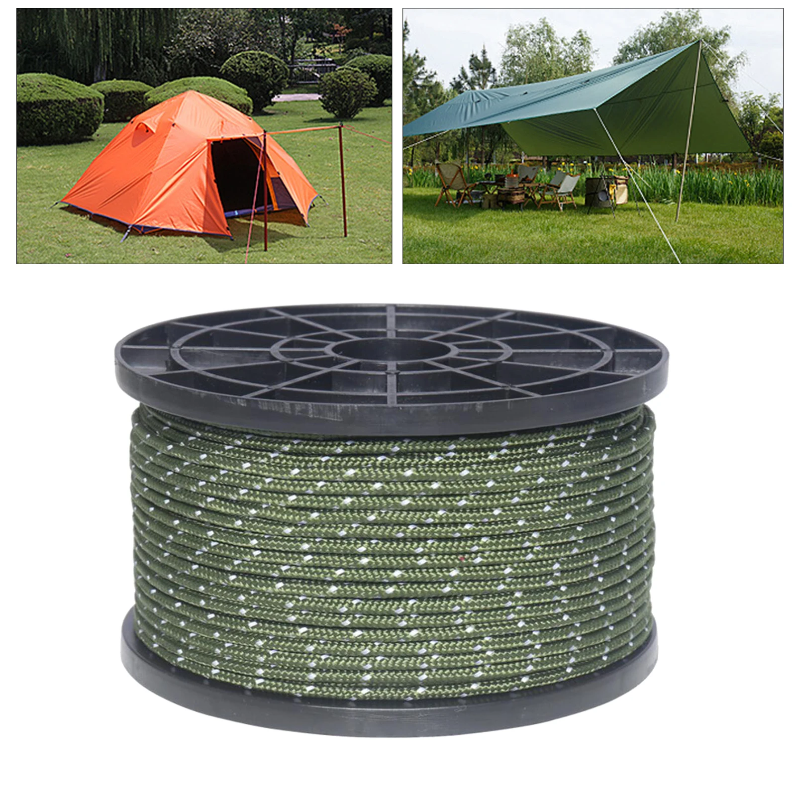 55 Yard Nylon Reflective Guyline 6 Strand Tent Awning Gazebo Tarp Rope Cord Guide Sun Shade Hiking Accessories 3mm