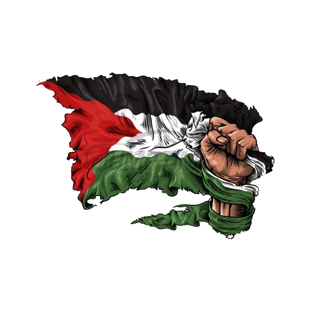 custom car decals Free Palestine Fist Grabbing Old Weathered Torn Palestinian Flag Middle East Car Decal Bumper Window Vinyl   15cm*10cm modified decals