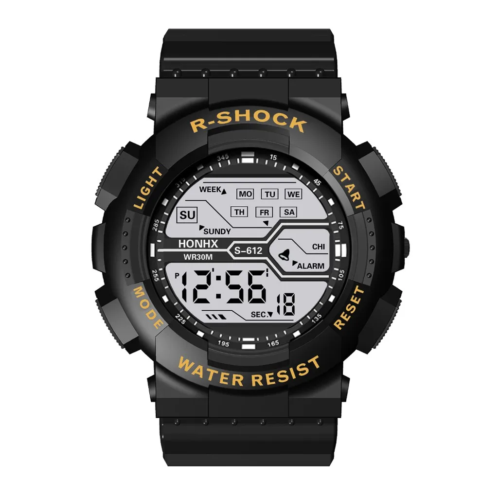 Men Digital Wristwatches Fashion Waterproof Men's Boy Lcd Digital Stopwatch Date Rubber Sport Wrist Watch Electronic Watch