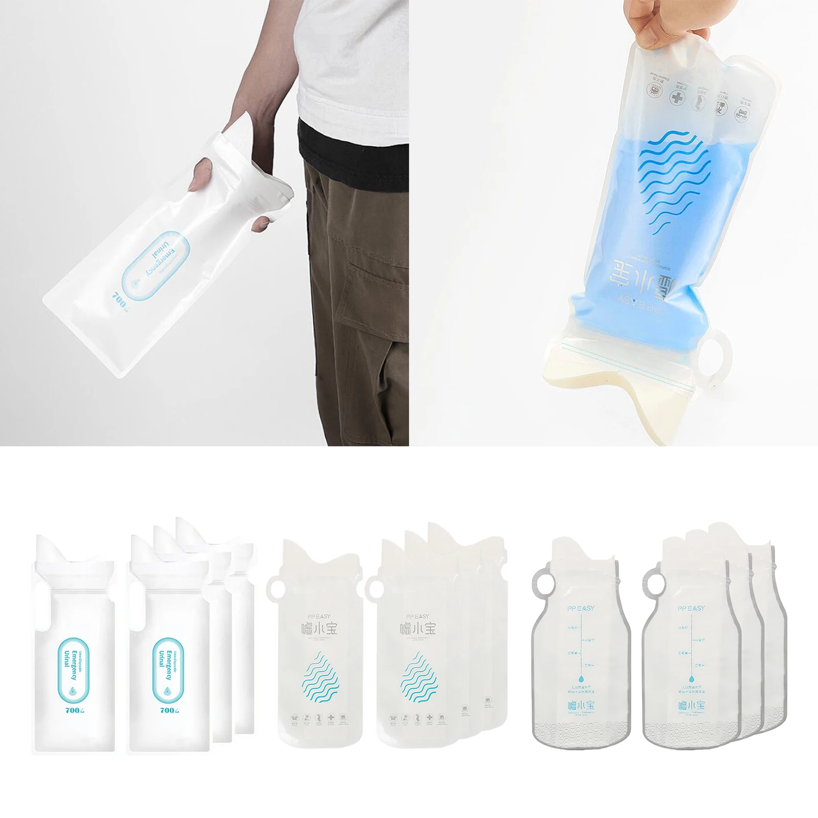4Pcs 24oz Disposable Urine Bags Portable Women Men Camping Pee Bags Travel Urinal Toilet for Kids Children Patient Outdoor Car