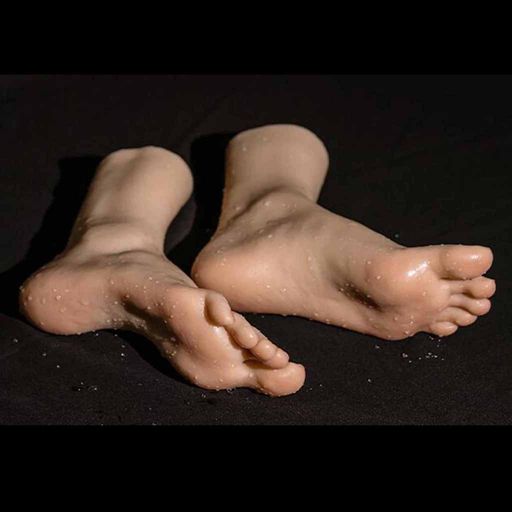 1 Pair Women's Realistic Massage Nail Practice Jewelry Display Fake Feet Model