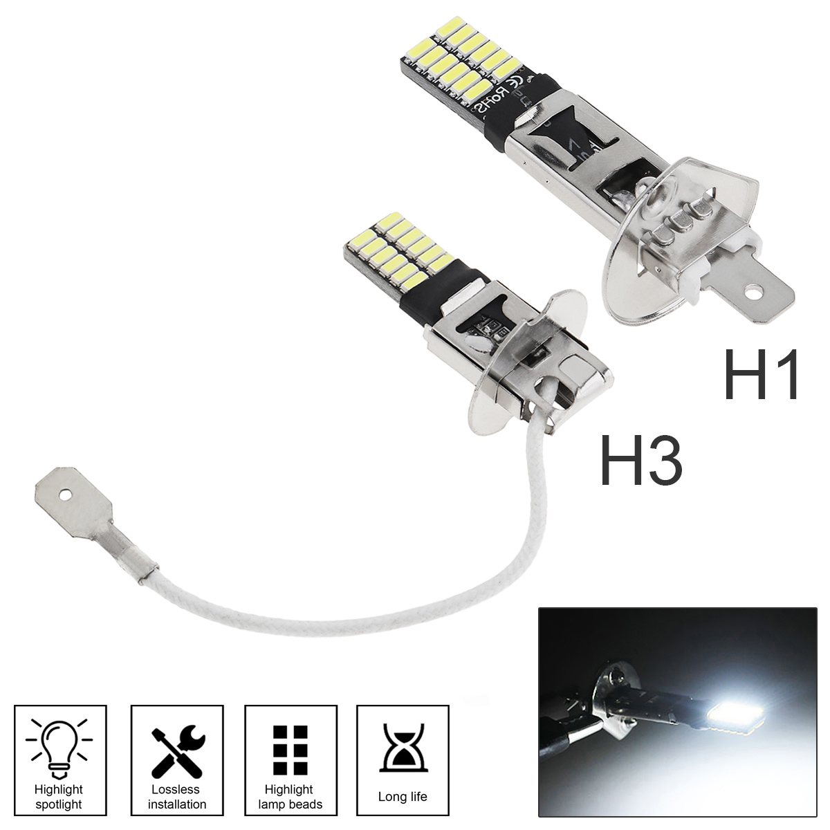 h3 12v 55w led replacement