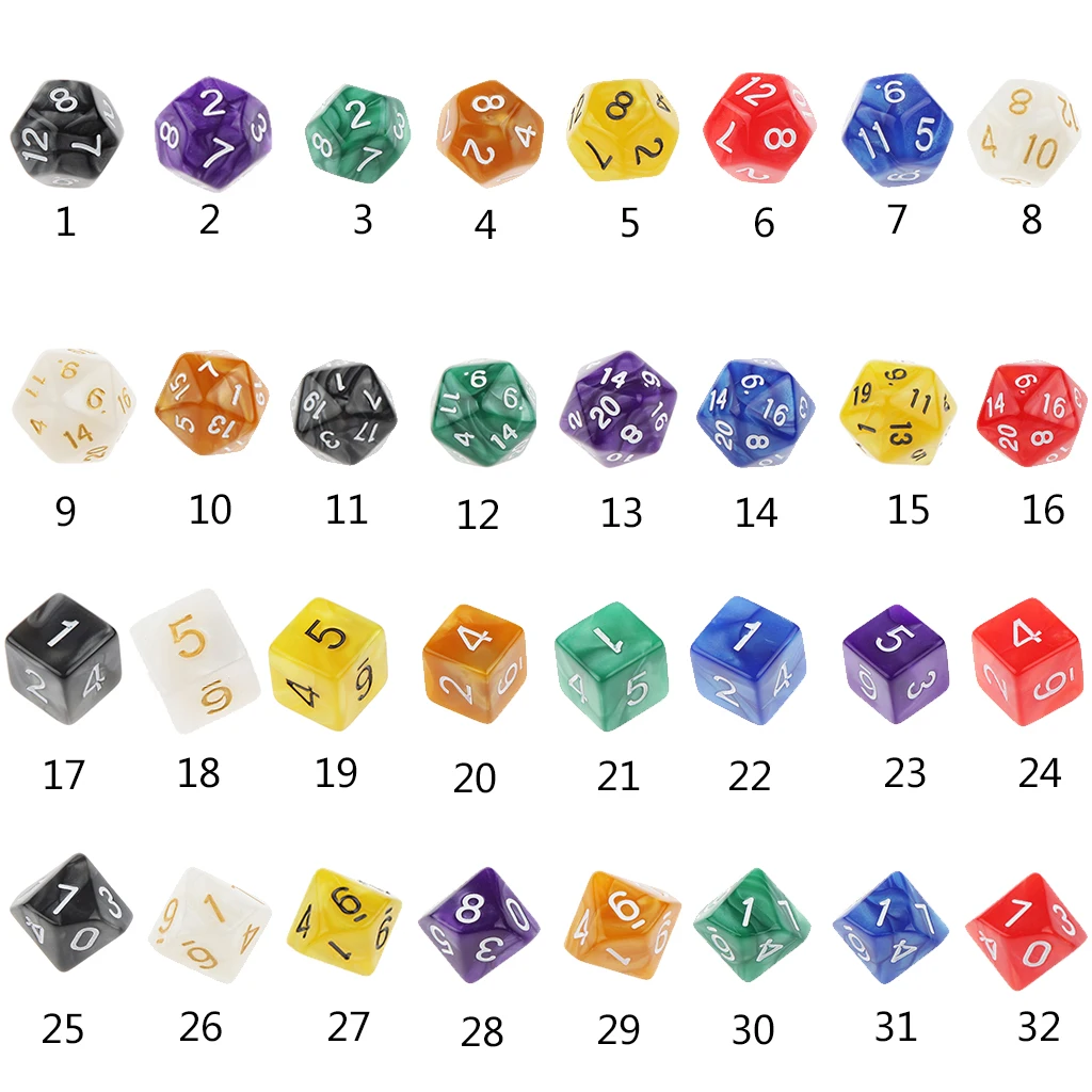 10pcs 10 Sided Acrylic Plastic Polyhedral Dice Set Game Board Dice Numeral Dices Table Board Game Accessories 