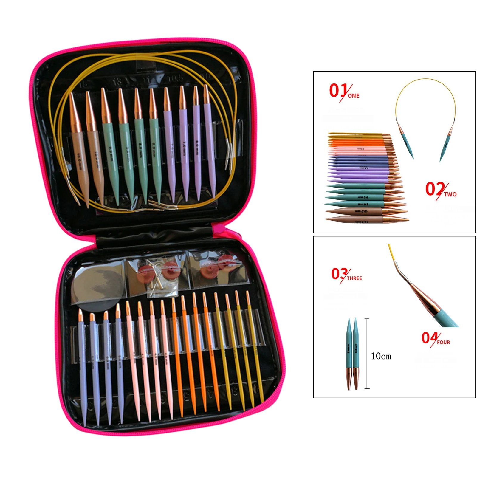 26x Knit Pro Metal Circular Interchangeable Knitting Needle Set Starter DIY