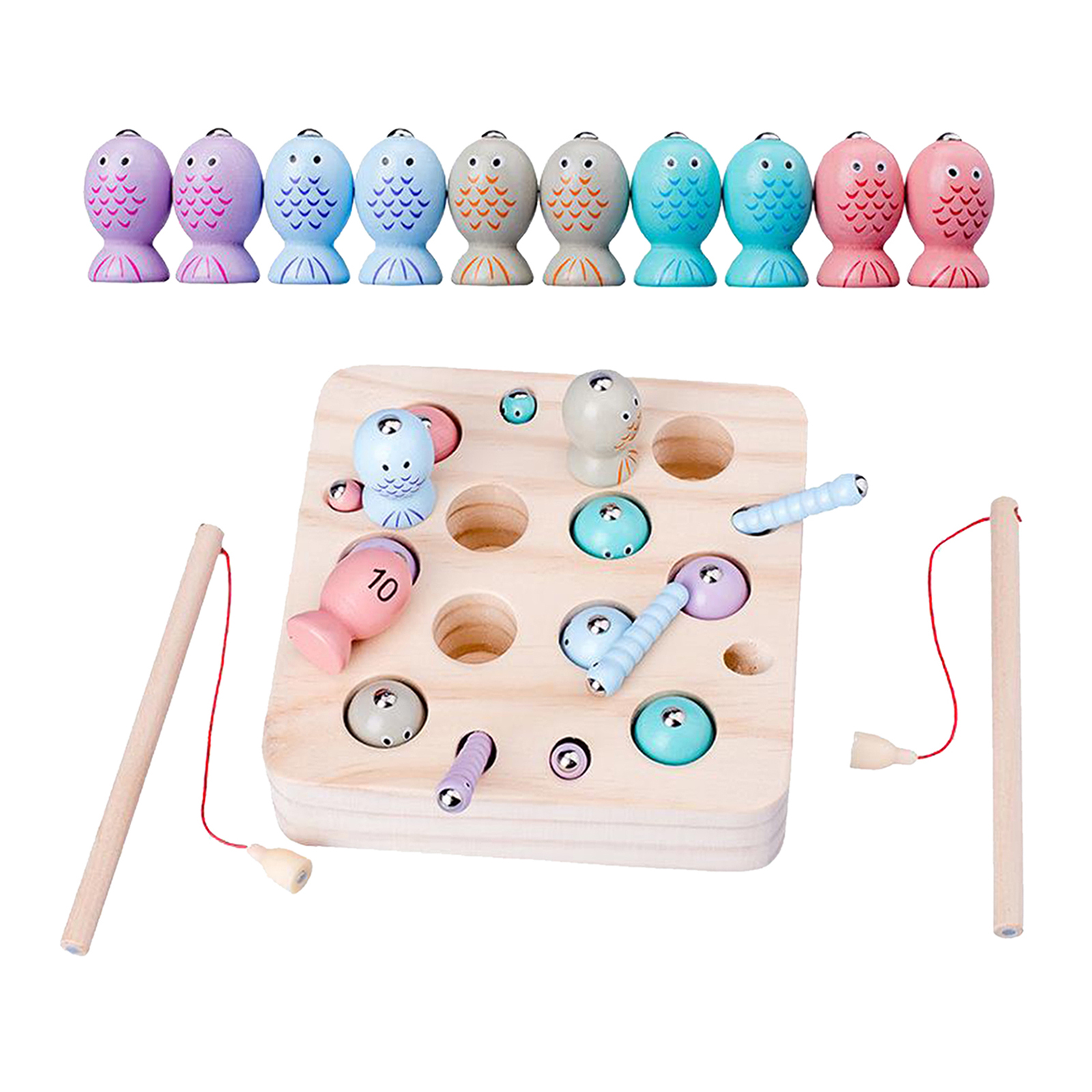 Baby Wooden Montessori Toys Magnetic Games Fishing Toys Catch Worm Educational Toys For Children Gifts Boys Girls