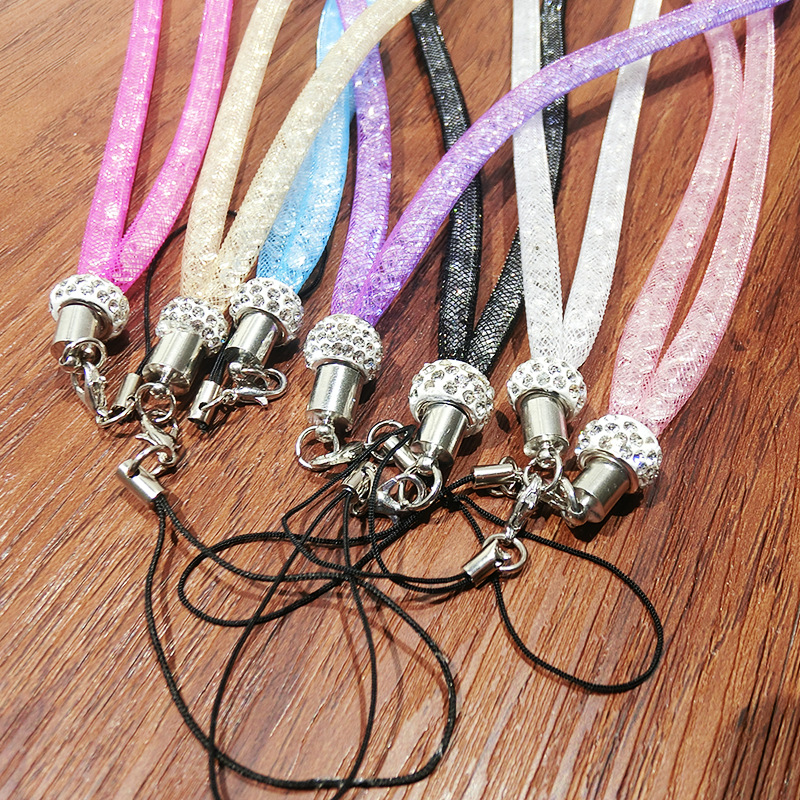 1PC Bling Kristall Lanyard Abzeichen ID Karte Halter Neck Strap Clip Handy Hängen Seil Schlüssel Halter Büro Liefert – Detail 5
