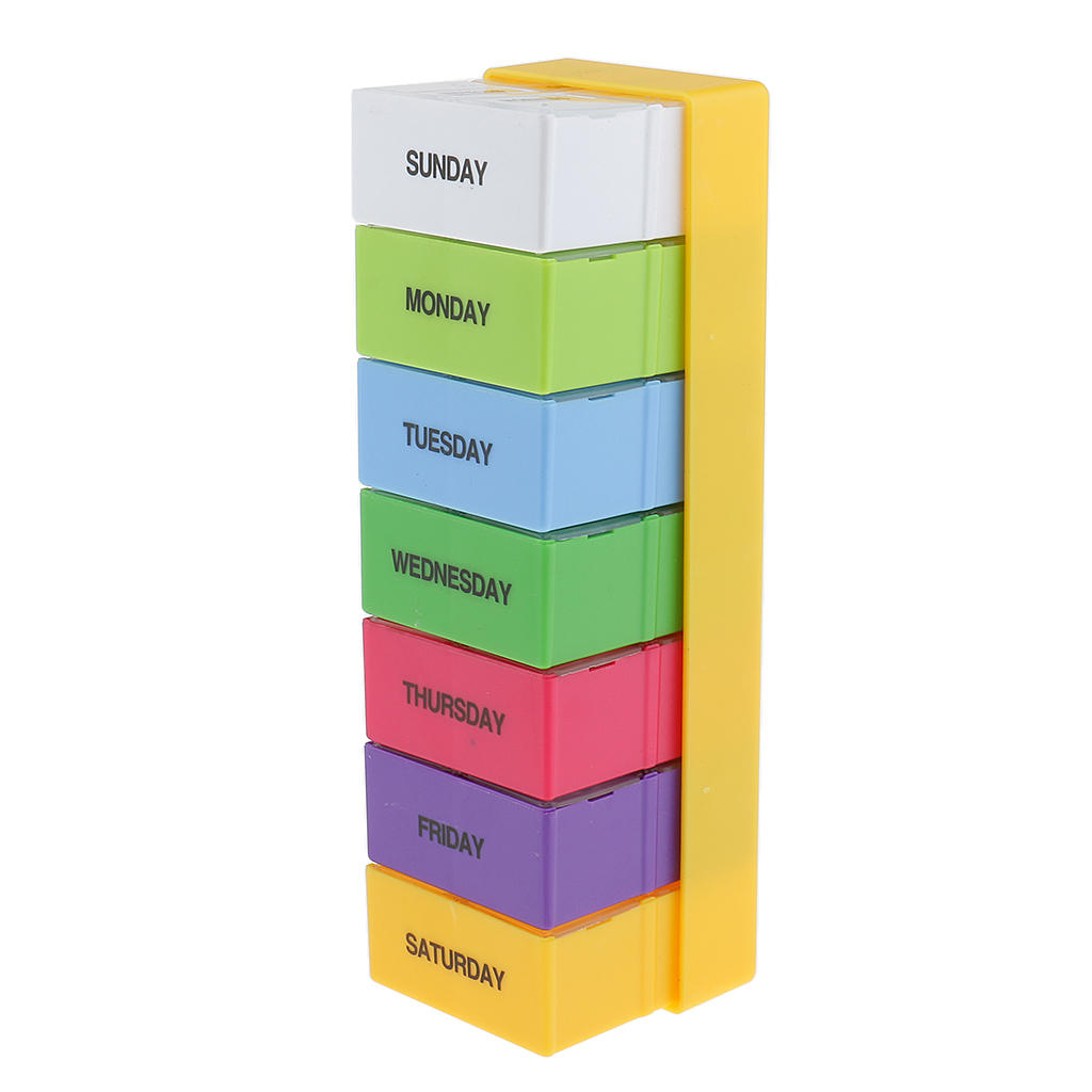 7 Days Portable Detachable Compartment Medication Pills Box Tablets Container Dispenser Case Planner Reminder