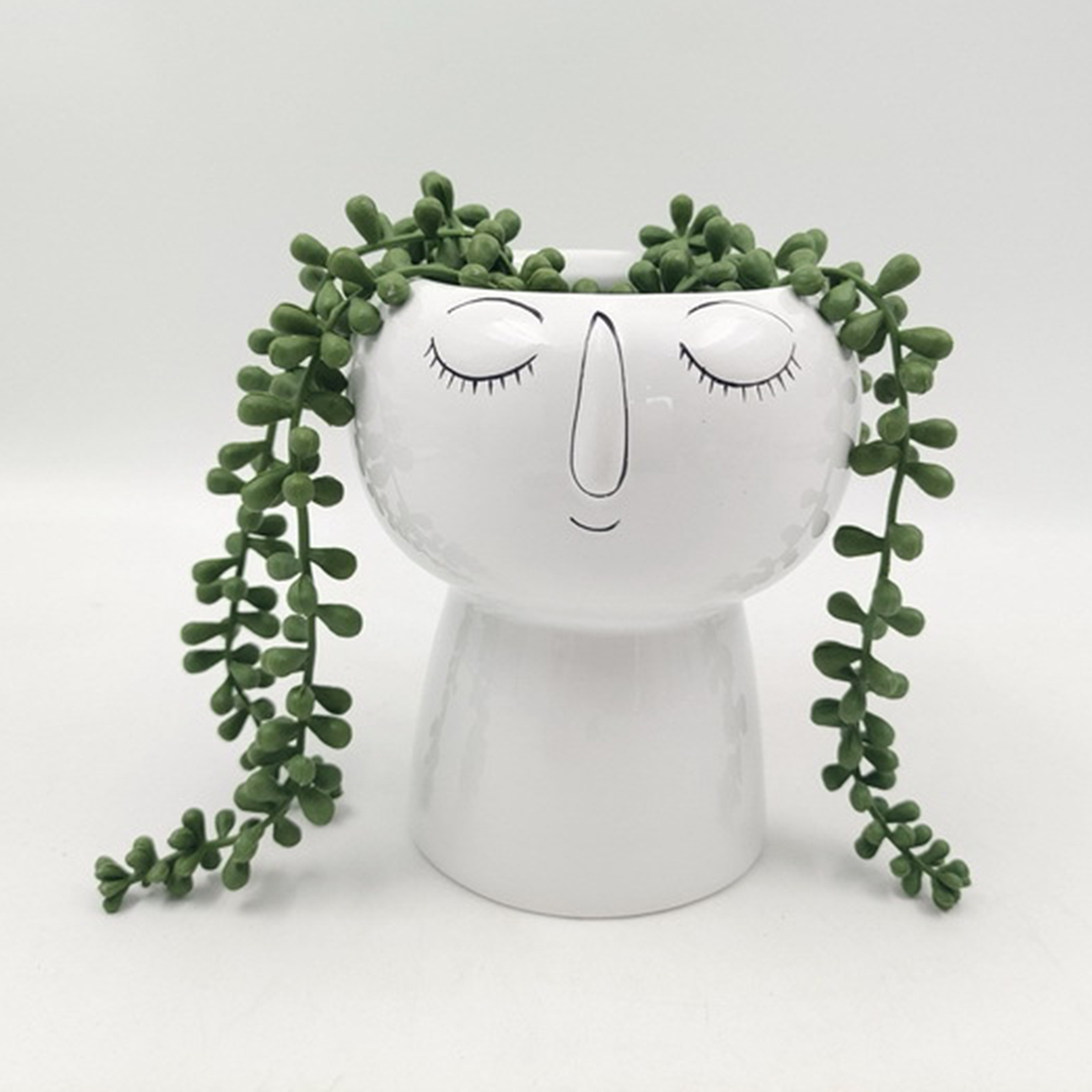 Portrait Face Ceramics Flower Pot Modern Decorative Vase Planter Ornaments White