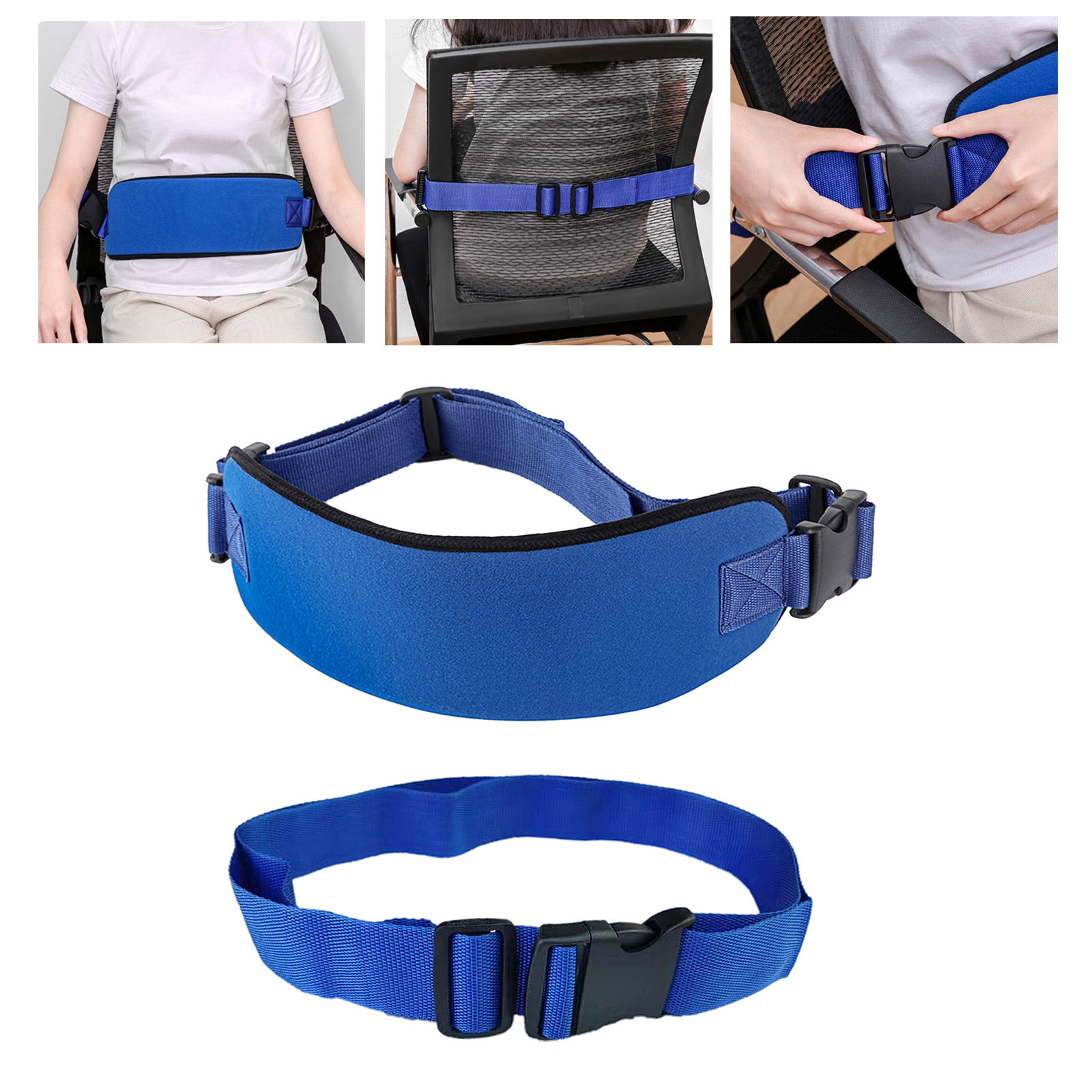 Wheelchair Seat Belt Protect Fixed Durable Quick Release Buckle Blue Constrained Bands for Patient Caring Adult Disabled Elderly