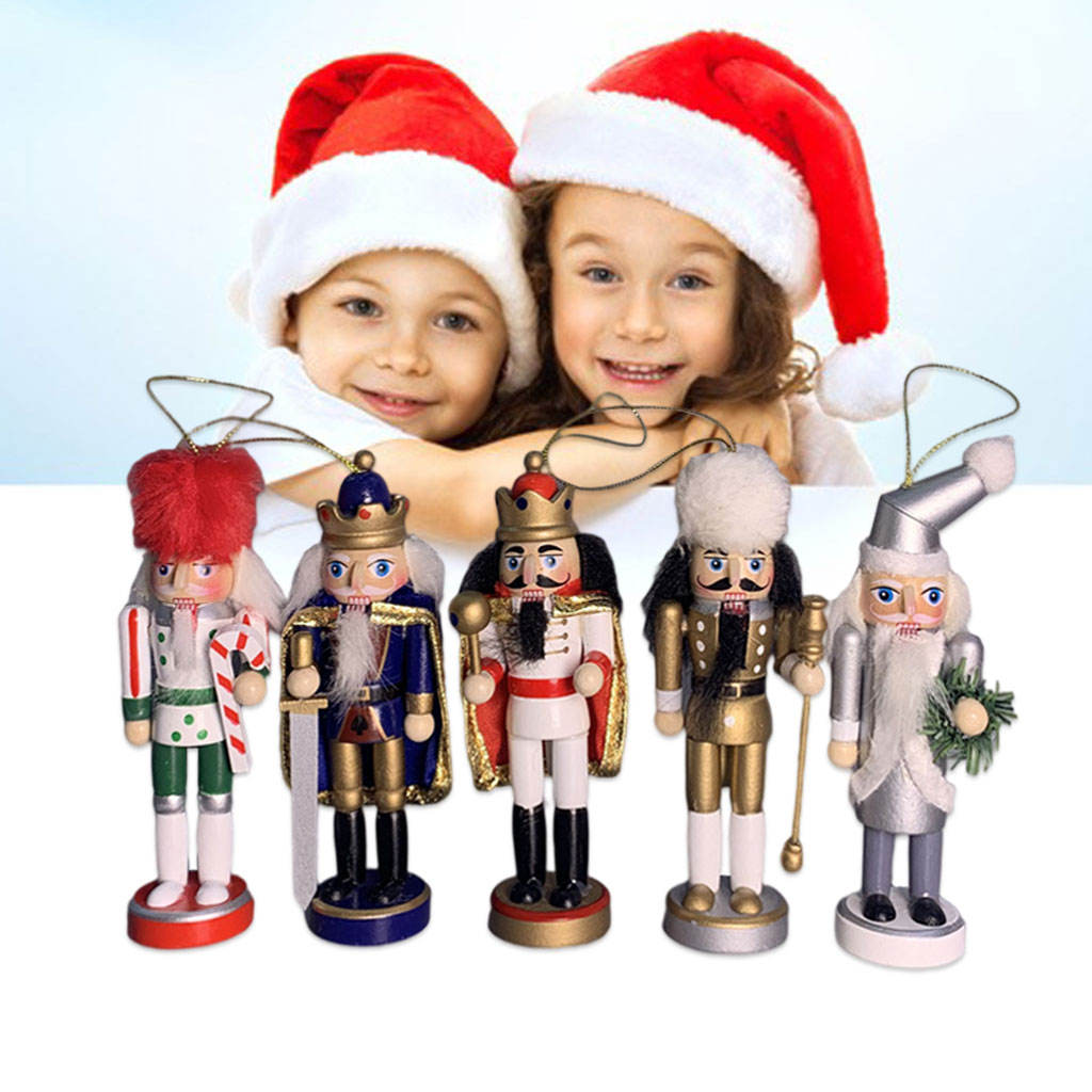 5Pieces 12cm Nutcracker Figures Nutcracker Soldier for Holiday Adults Gfits